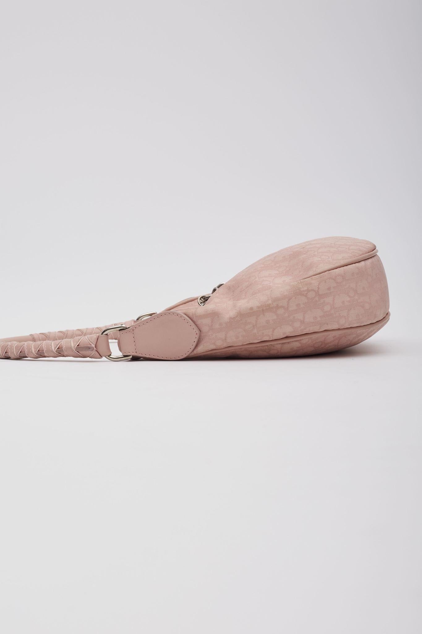 Dior Nylon Pink Rose Clair Monogram Lovely Hobo For Sale 1