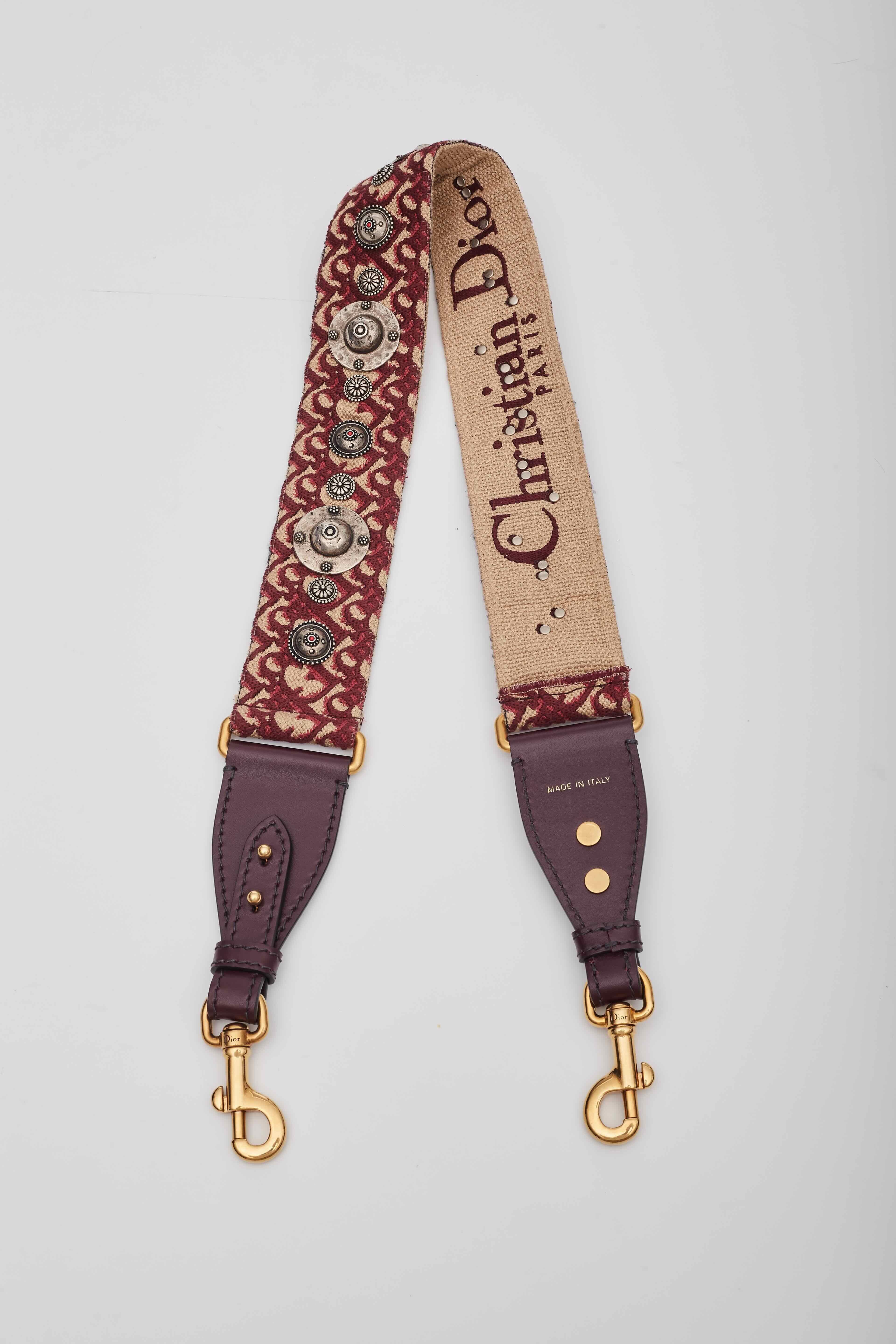 Dior Oblique Bohemian Studded Shoulder Strap For Sale 3