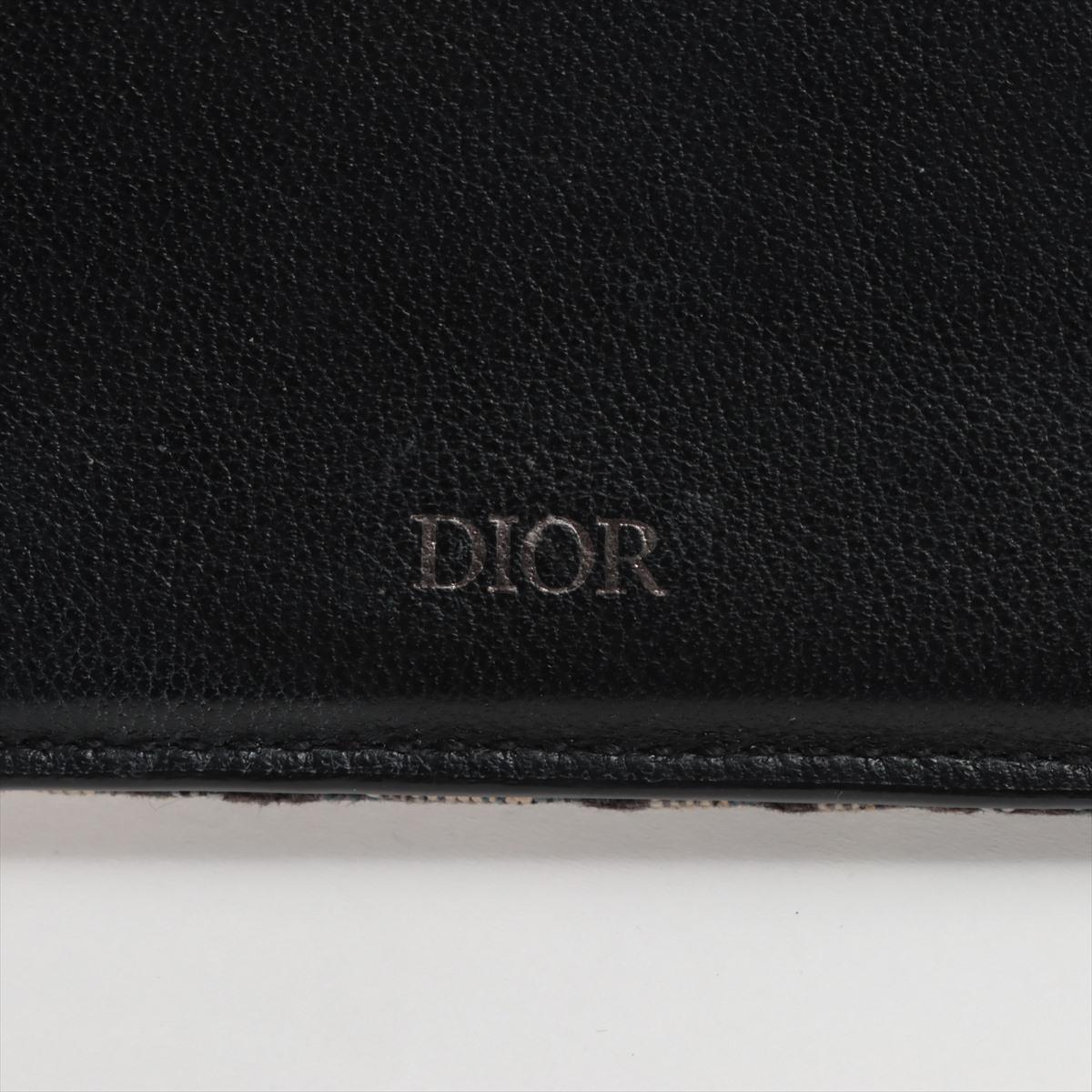 Dior Oblique - Portefeuille bifold en cuir et toile bleu marine 3