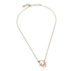 Dior Oblique Crystal Gold Tone Necklace