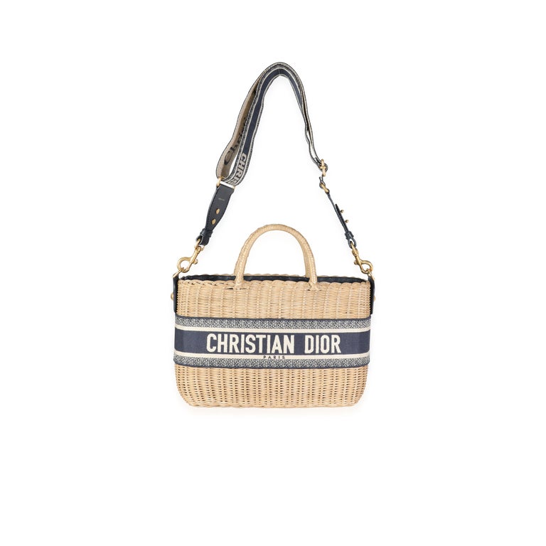 Dior Oblique Jacquard Wicker Basket Bag For Sale at 1stDibs