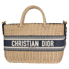 Dior Oblique Jacquard Wicker Basket Bag