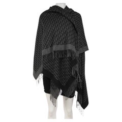 Dior Oblique Logo Fransen Schal 59 x 68 Grau Seidenschal Wrap Cover Up Large