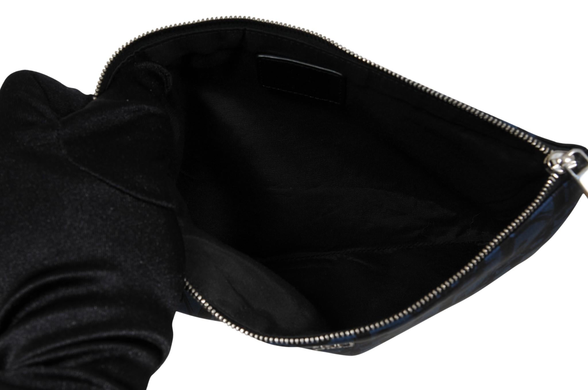 Dior Oblique Logo Pouch Blau Schwarz Nylon Travel Zip Folder File Wallet Holder im Angebot 8