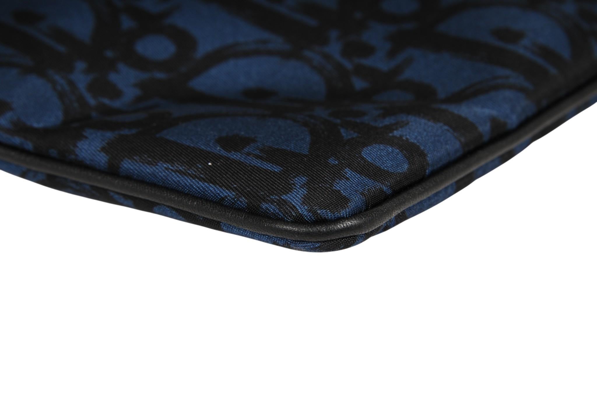 Dior Oblique Logo Pouch Blau Schwarz Nylon Travel Zip Folder File Wallet Holder im Angebot 1