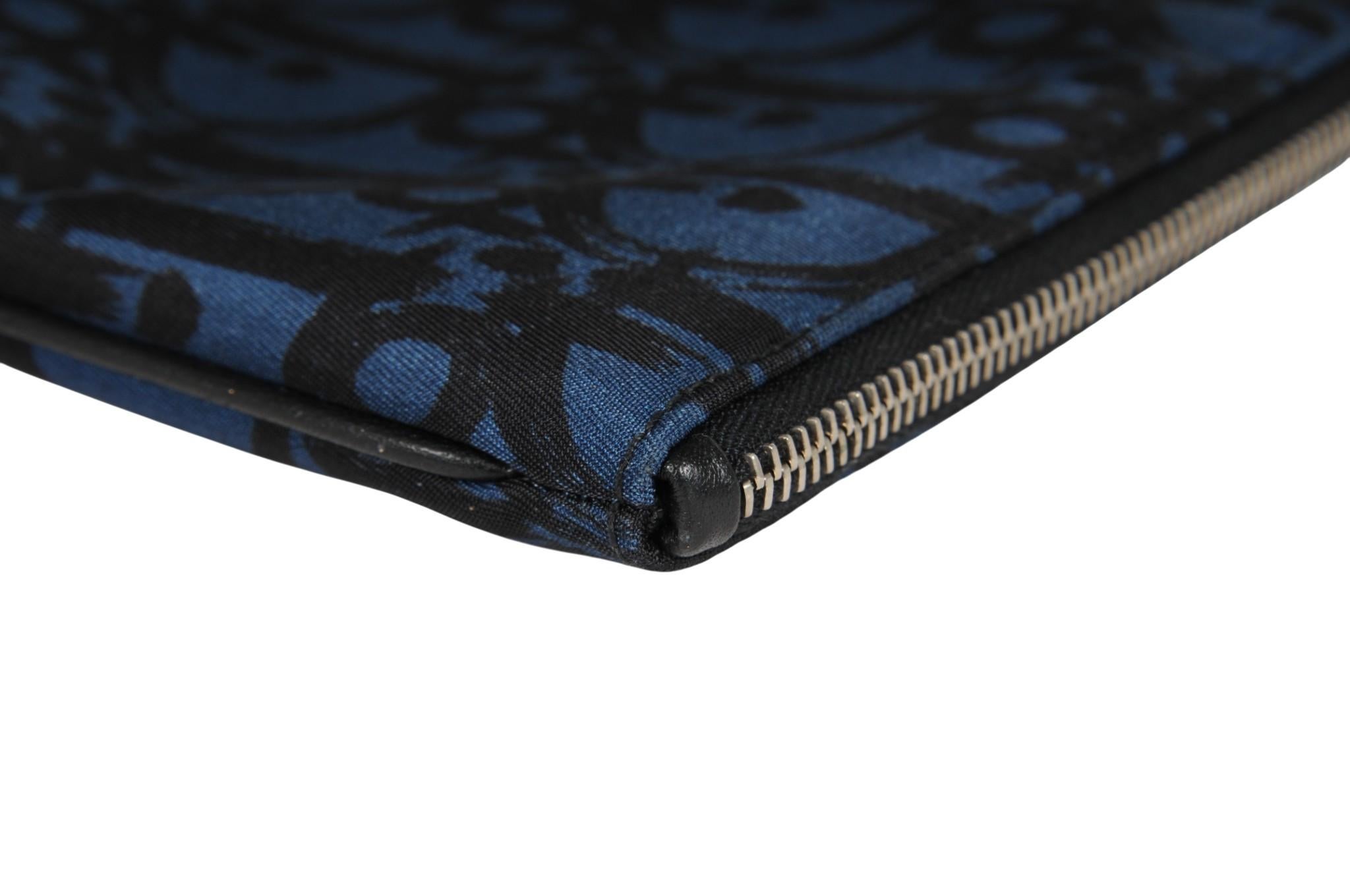 Dior Oblique Logo Pouch Blau Schwarz Nylon Travel Zip Folder File Wallet Holder im Angebot 3