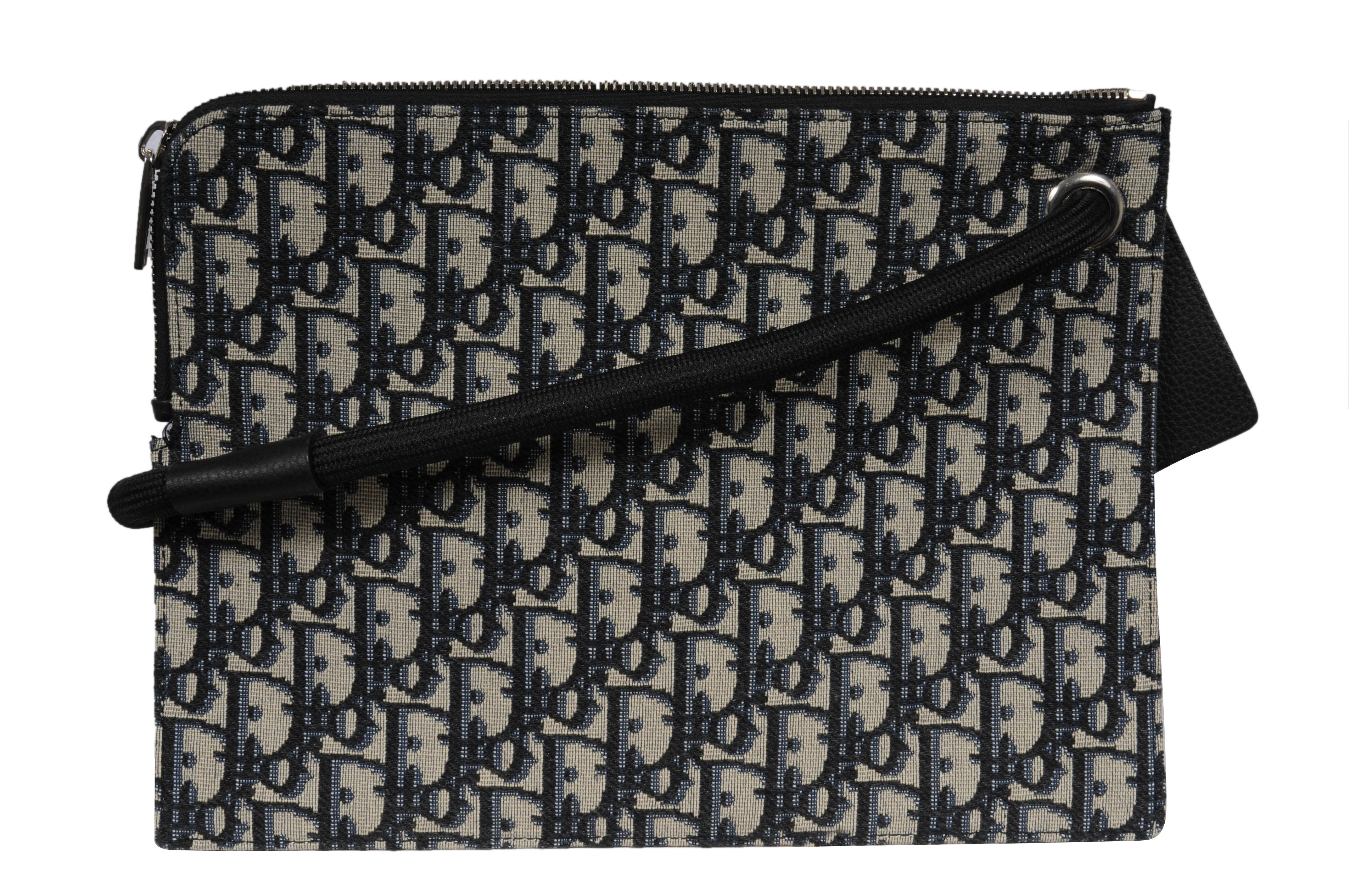 da uomo o donna Dior Logo Obliquo Marsupio da polso Cartella da viaggio File Nero Blu Ipad Documento in vendita