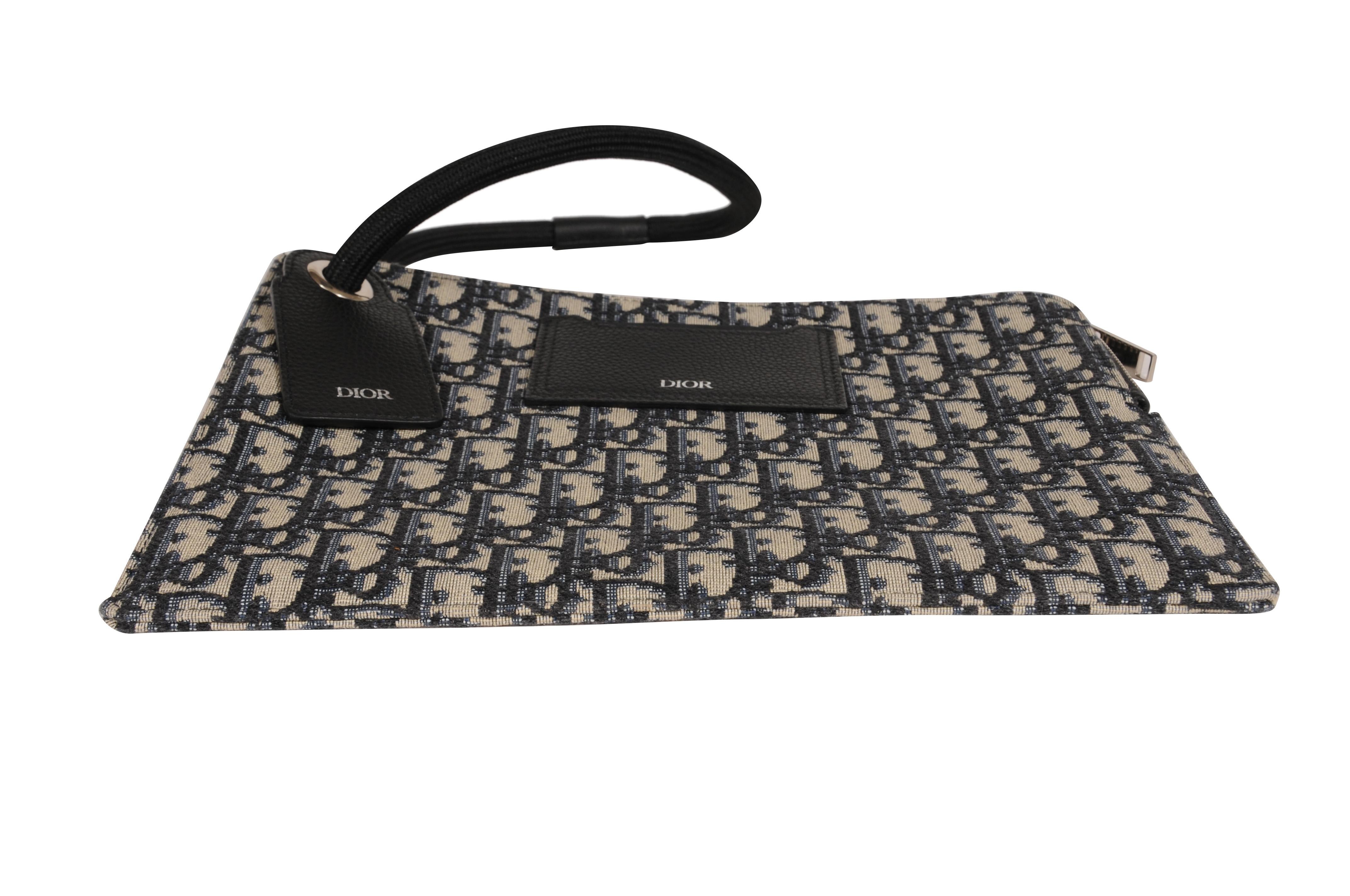 Dior Logo Obliquo Marsupio da polso Cartella da viaggio File Nero Blu Ipad Documento in vendita 3