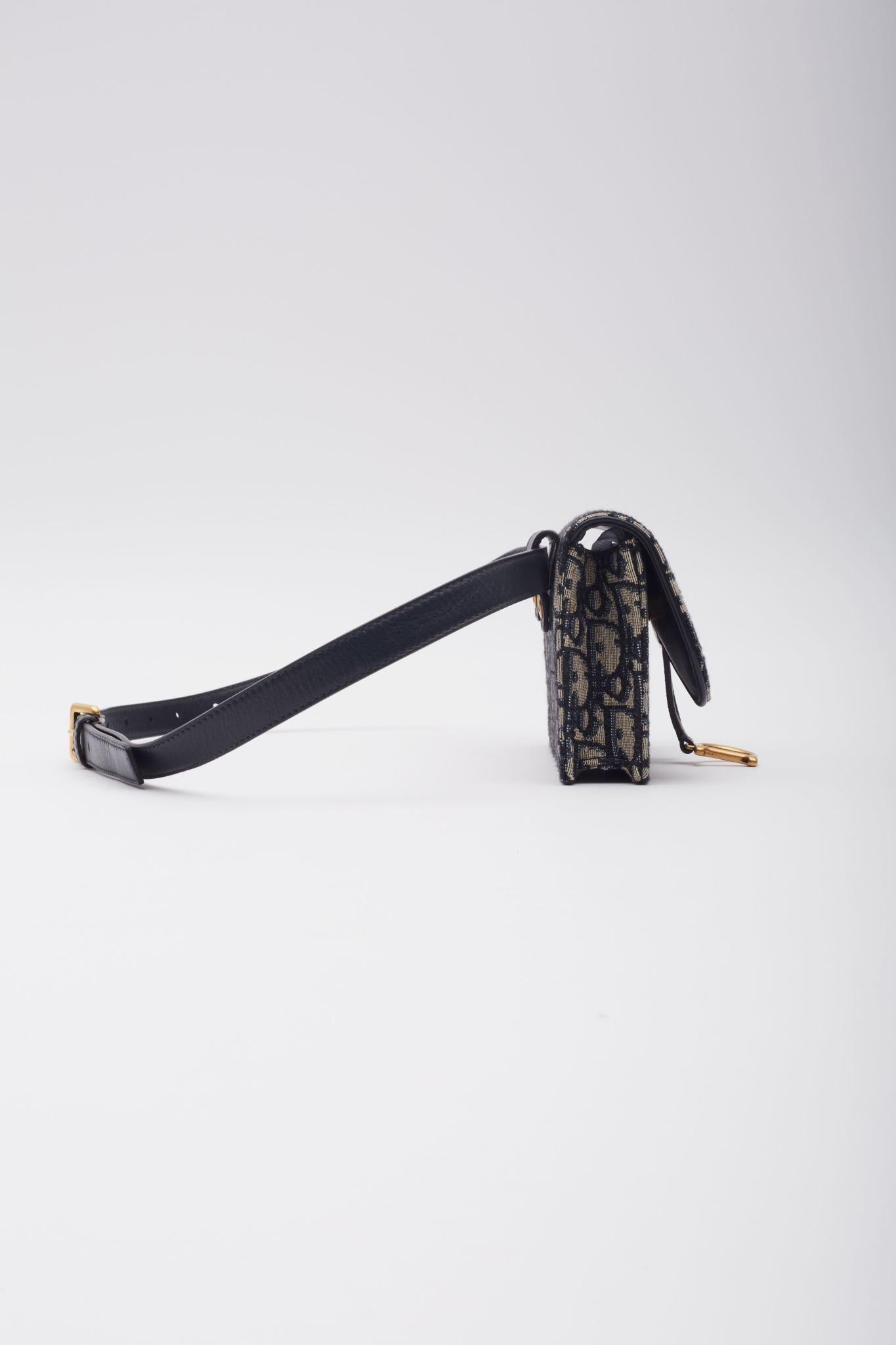 Women's Dior Oblique Monogram Navy Blue Saddle Belt Bag