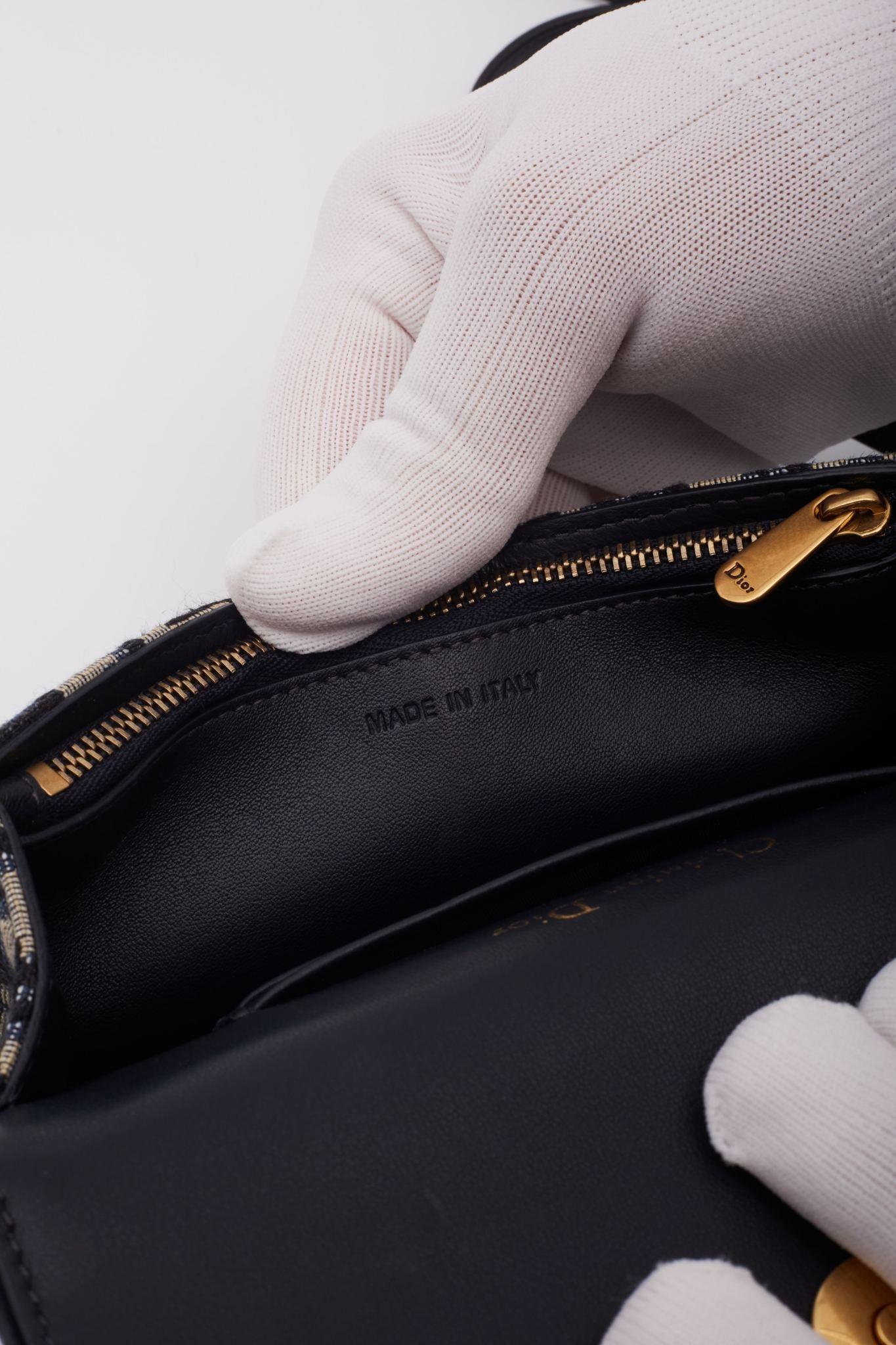 Dior Oblique Monogram Navy Blue Saddle Belt Bag 4