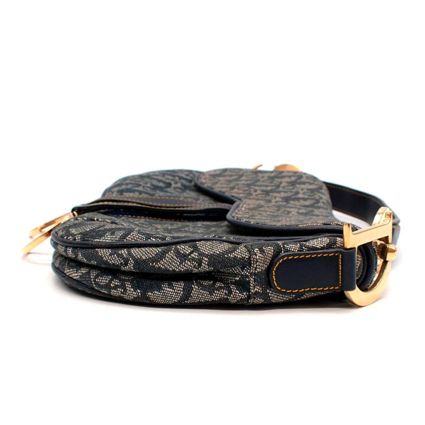 Dior Oblique Navy Jacquard Double Saddle Bag For Sale at 1stDibs