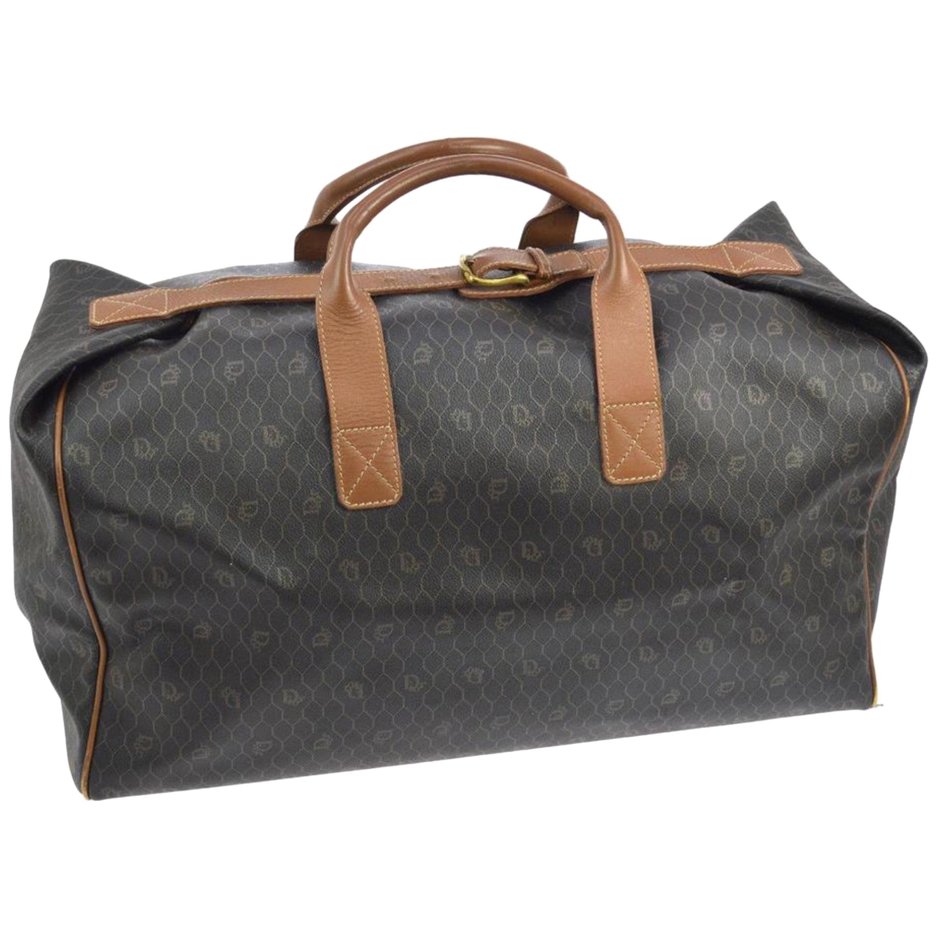 Dior Oblique Signature Duffle Boston 865965 Brown Canvas Weekend/Travel Bag For Sale