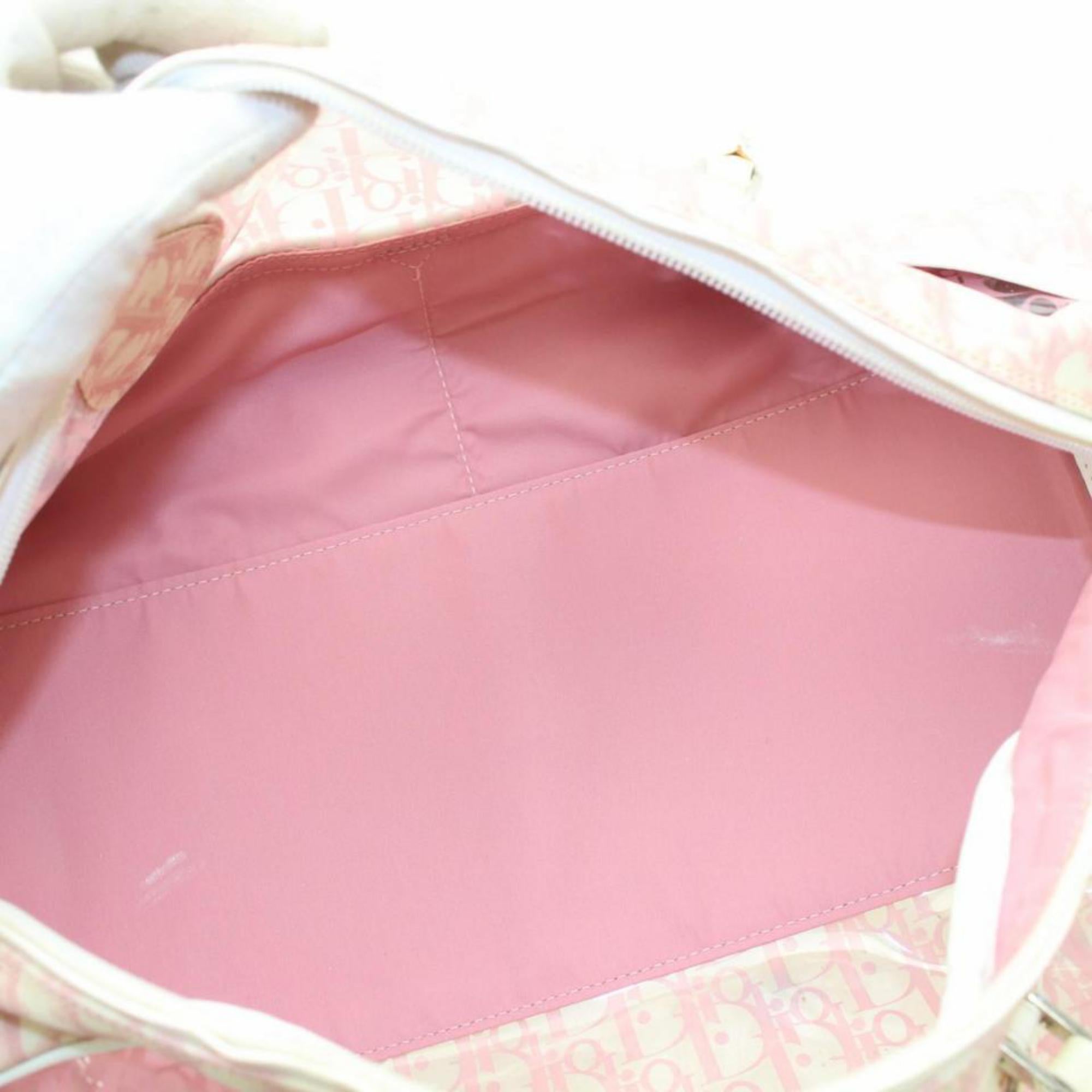 Dior Oblique Signature Trotter Boston 868417 Pink Polyurethane Shoulder Bag For Sale 5