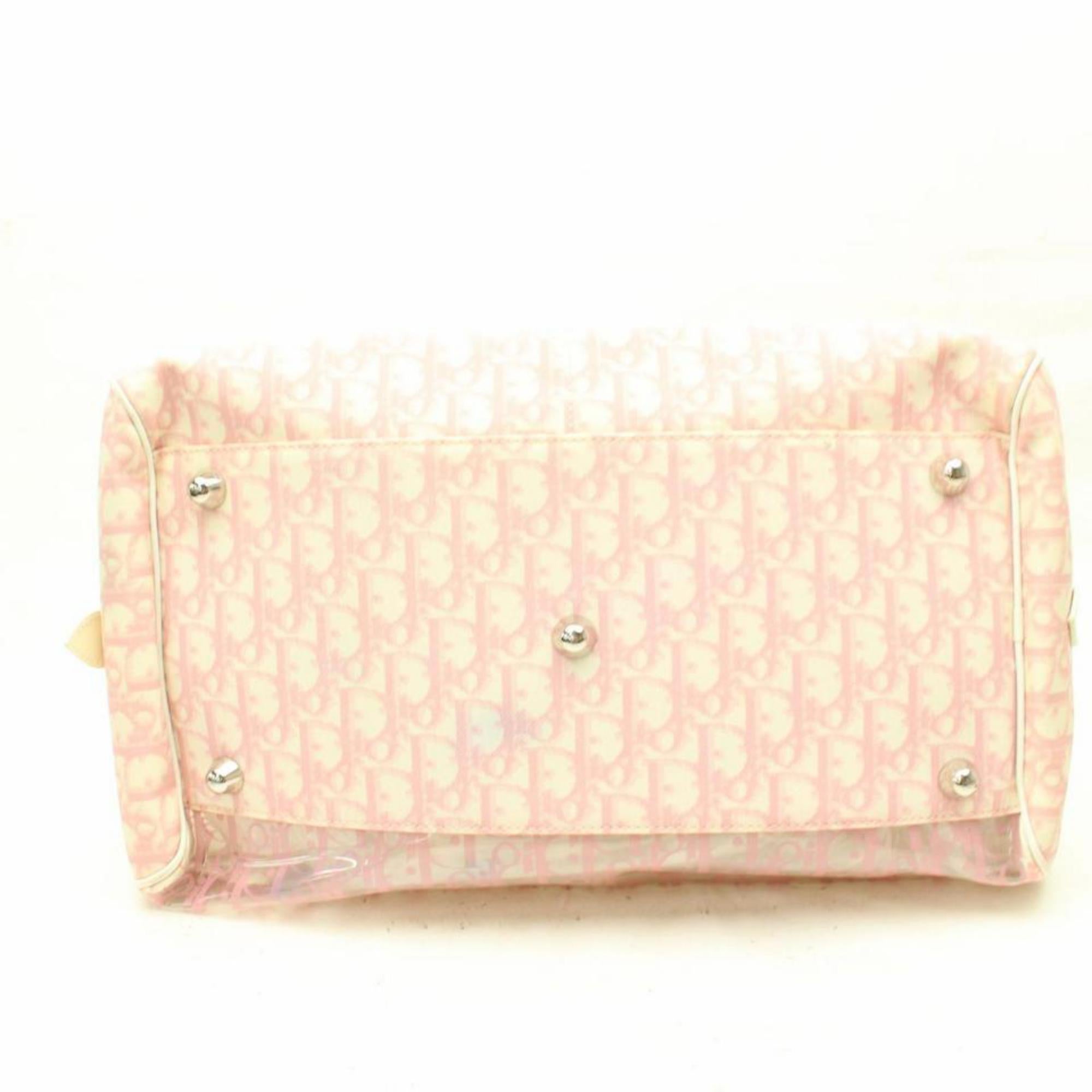 Dior Oblique Signature Trotter Boston 868417 Pink Polyurethane Shoulder Bag For Sale 1
