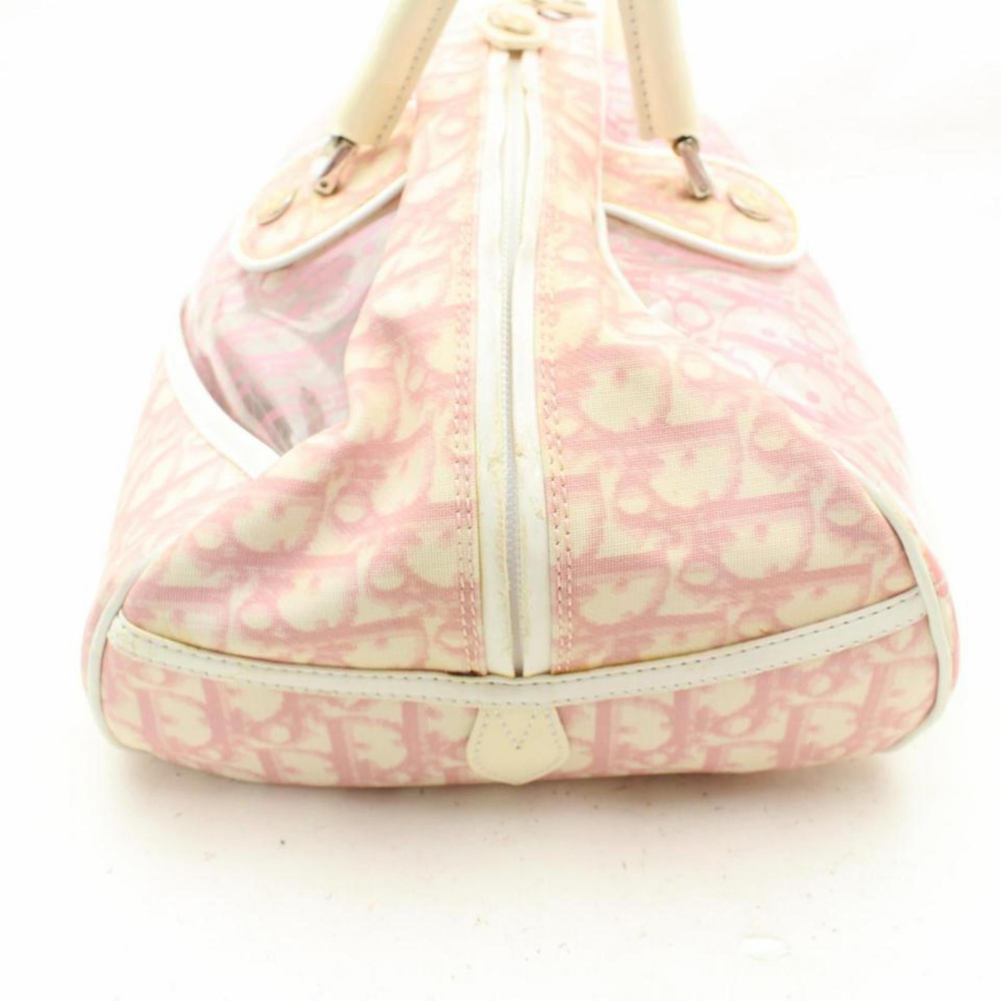 Dior Oblique Signature Trotter Boston 868417 Pink Polyurethane Shoulder Bag For Sale 2