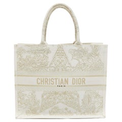 Dior Off White Canvas Large Stella Embroidery Around The World Book Tote