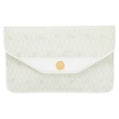 Pochette Dior in tela e pelle rivestita con Monogram a nido d'ape in bianco sporco
