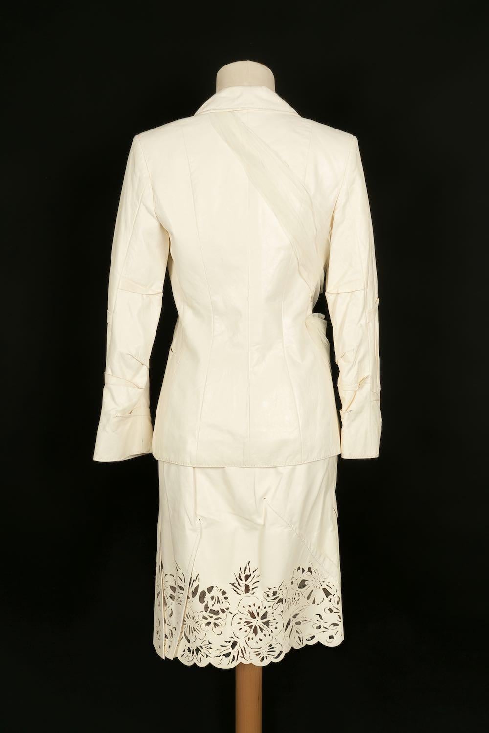 Dior Off White Lamb Leather Set In Excellent Condition For Sale In SAINT-OUEN-SUR-SEINE, FR