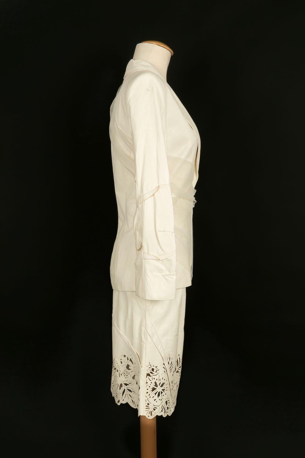Dior Off-White Lammleder Set im Zustand „Hervorragend“ im Angebot in SAINT-OUEN-SUR-SEINE, FR