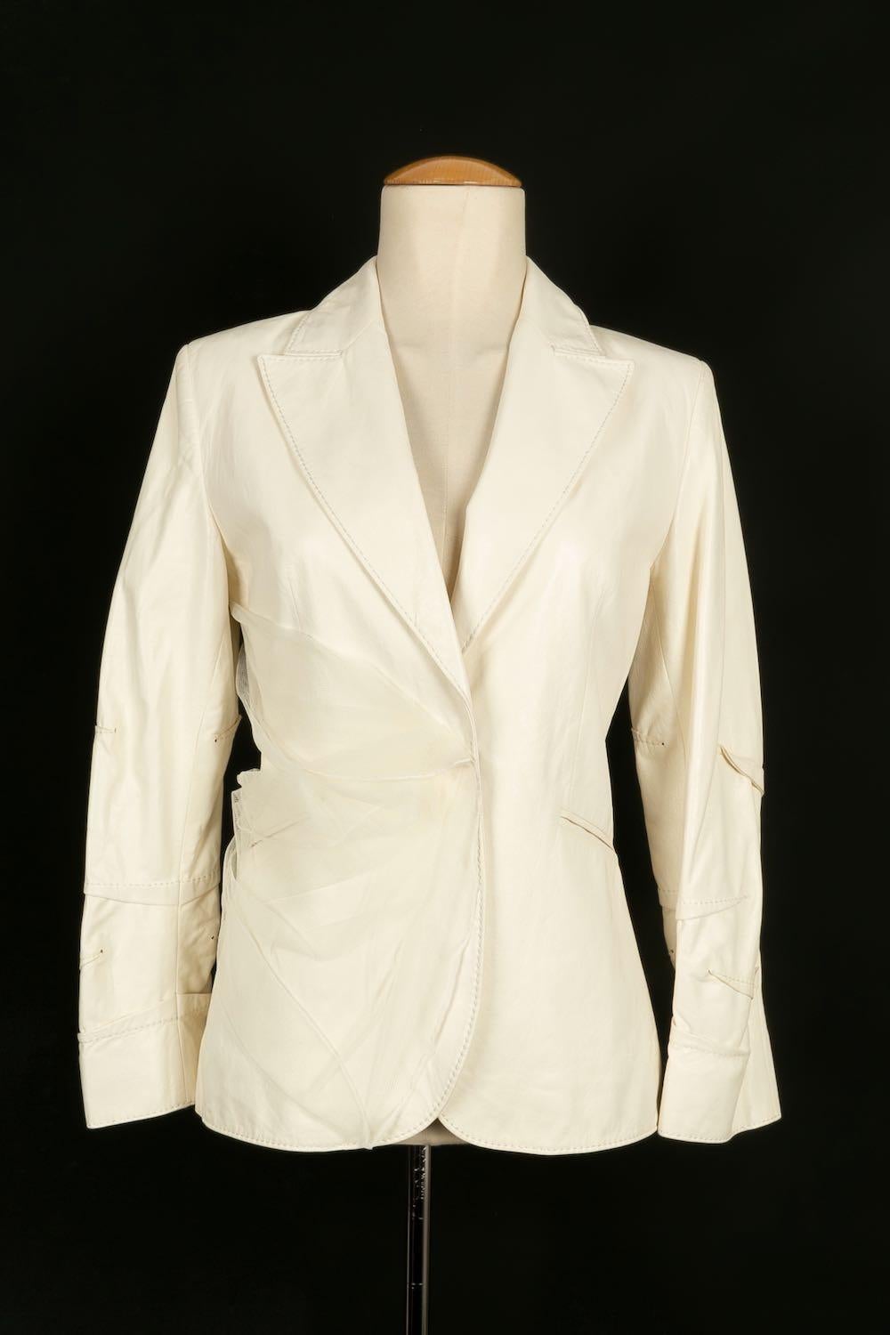 Set in pelle d'agnello bianco sporco Dior in vendita 3