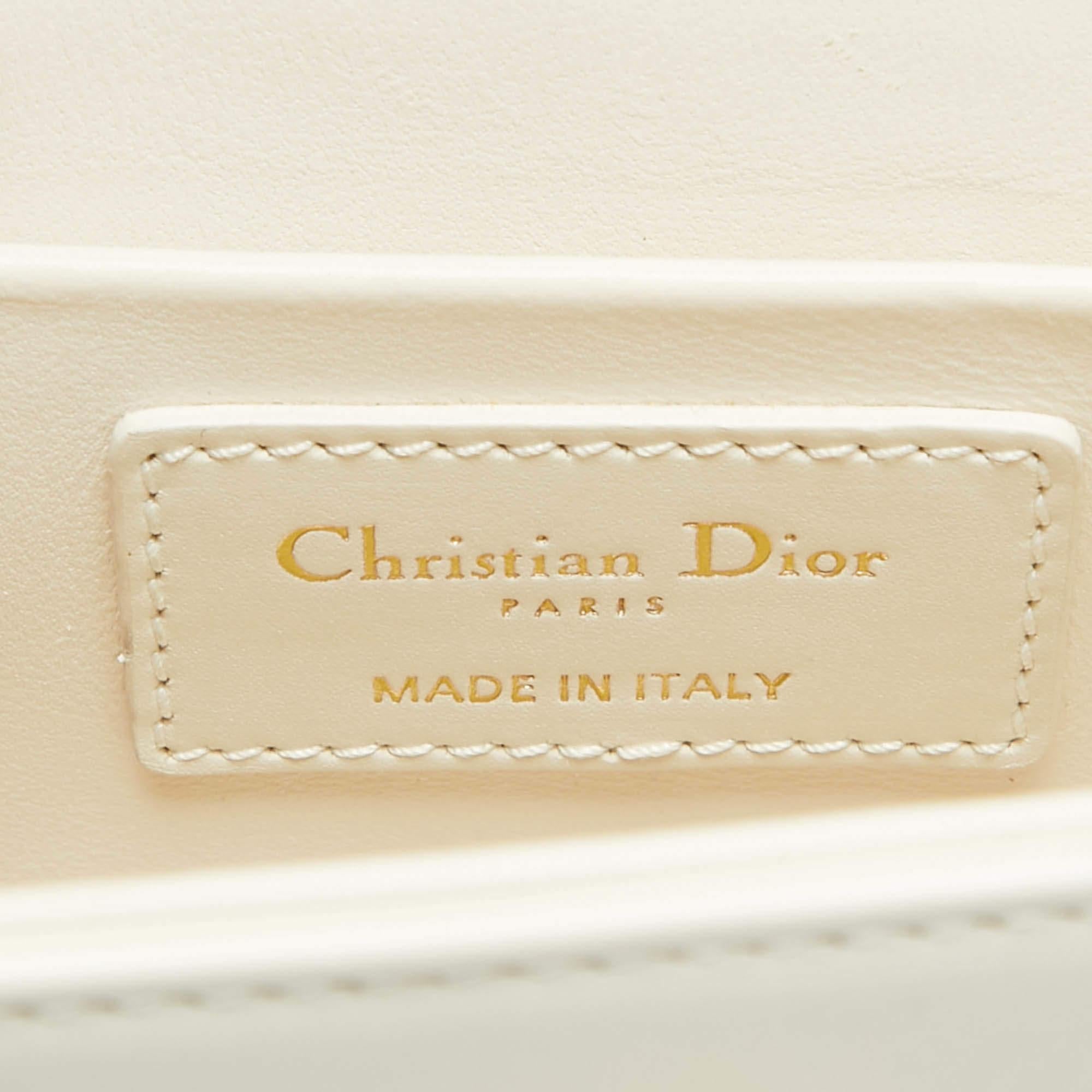 Dior 30 Montaigne Box-Tasche aus cremefarbenem weißem Leder im Angebot 7
