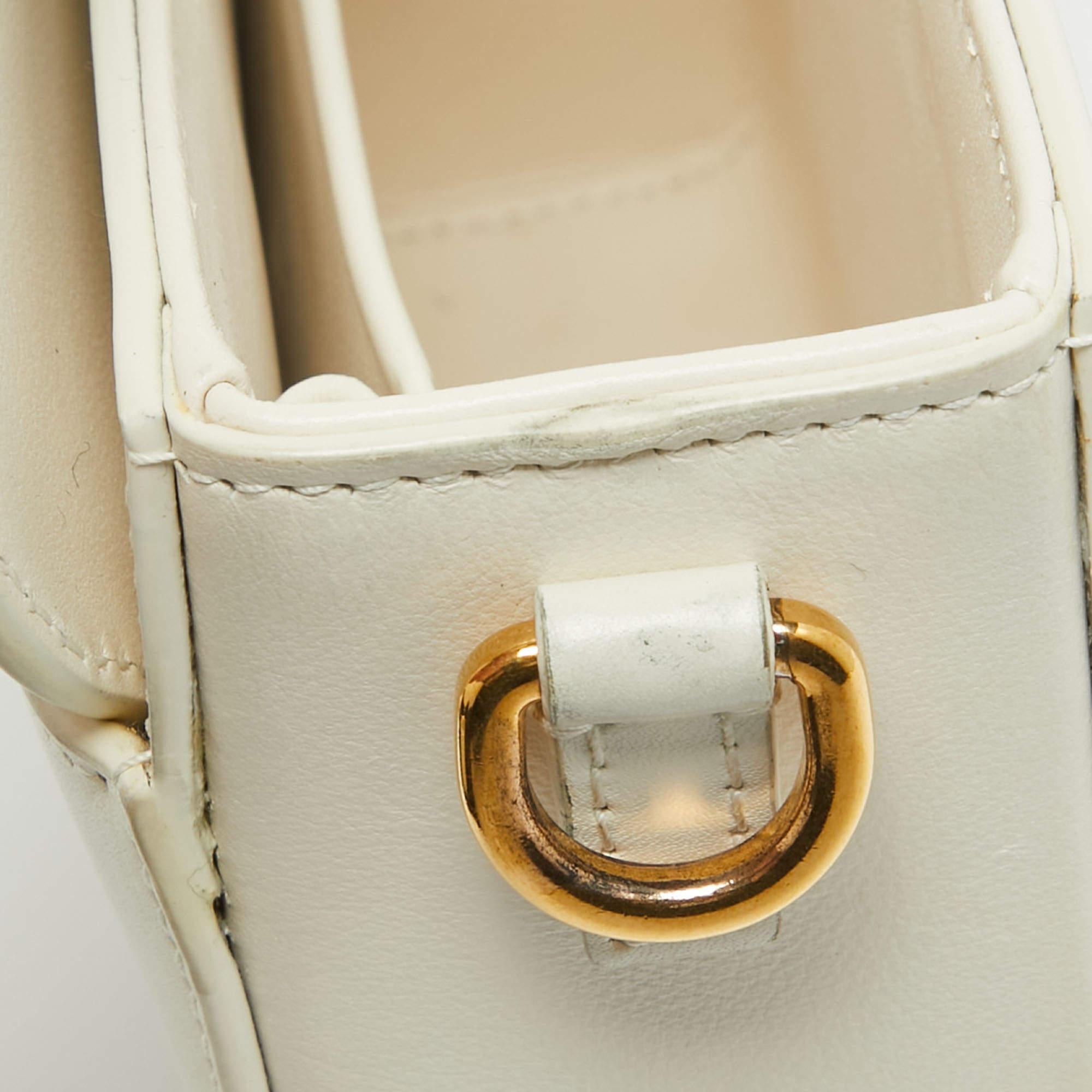 Dior Off White Leather 30 Montaigne Box Bag For Sale 9