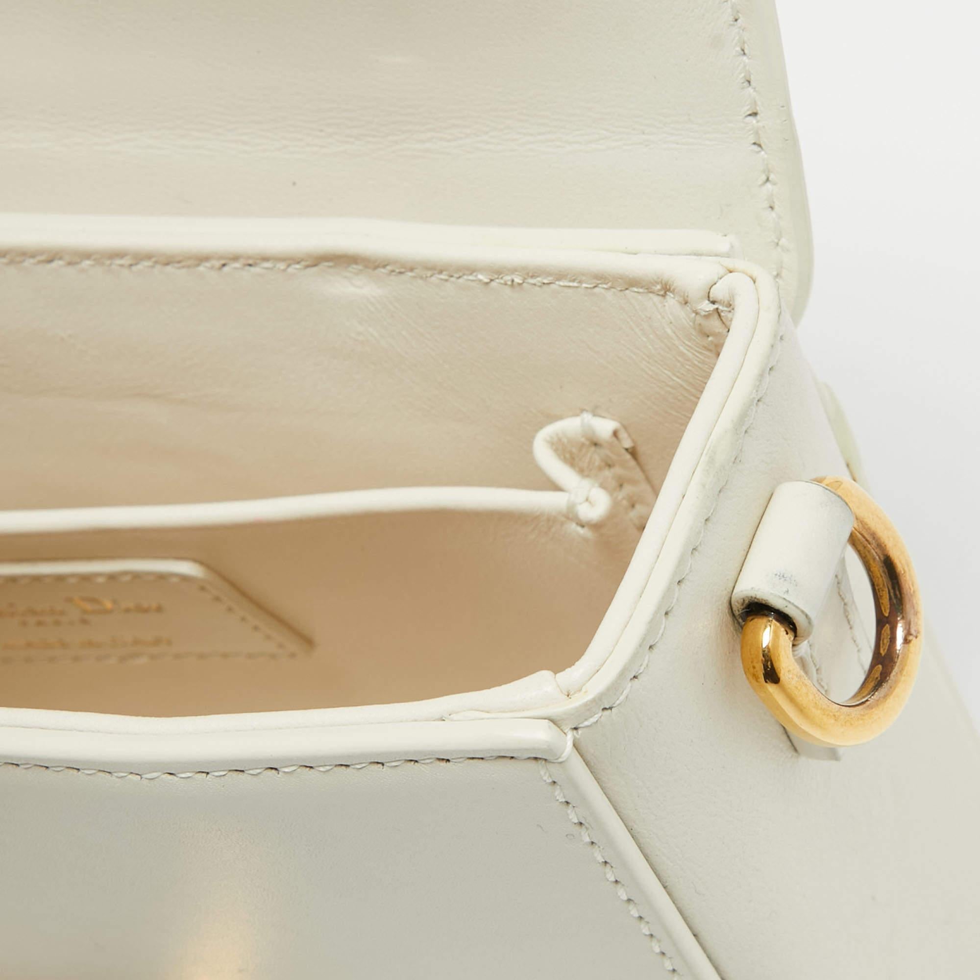 Dior 30 Montaigne Box-Tasche aus cremefarbenem weißem Leder 8