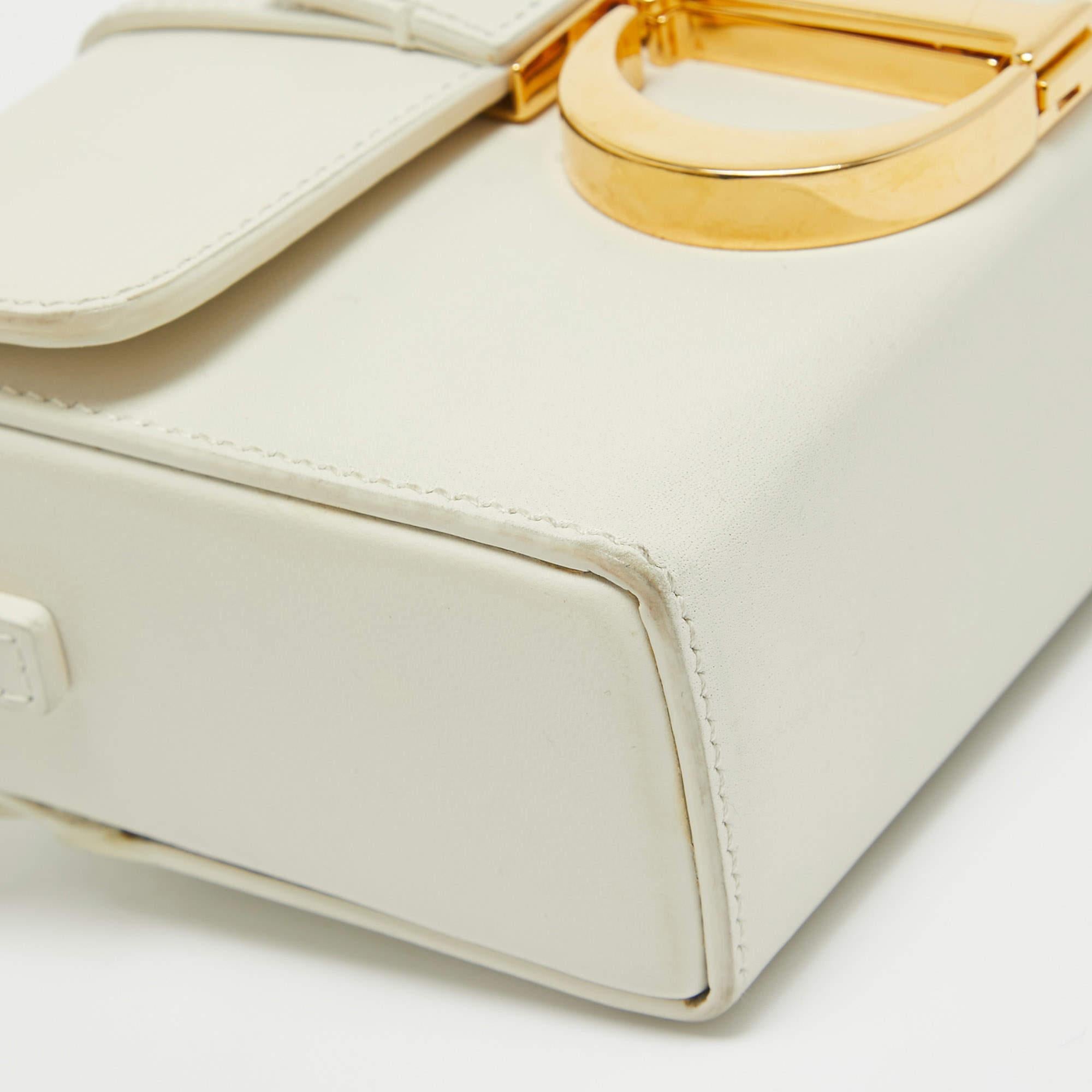 Dior 30 Montaigne Box-Tasche aus cremefarbenem weißem Leder im Angebot 3