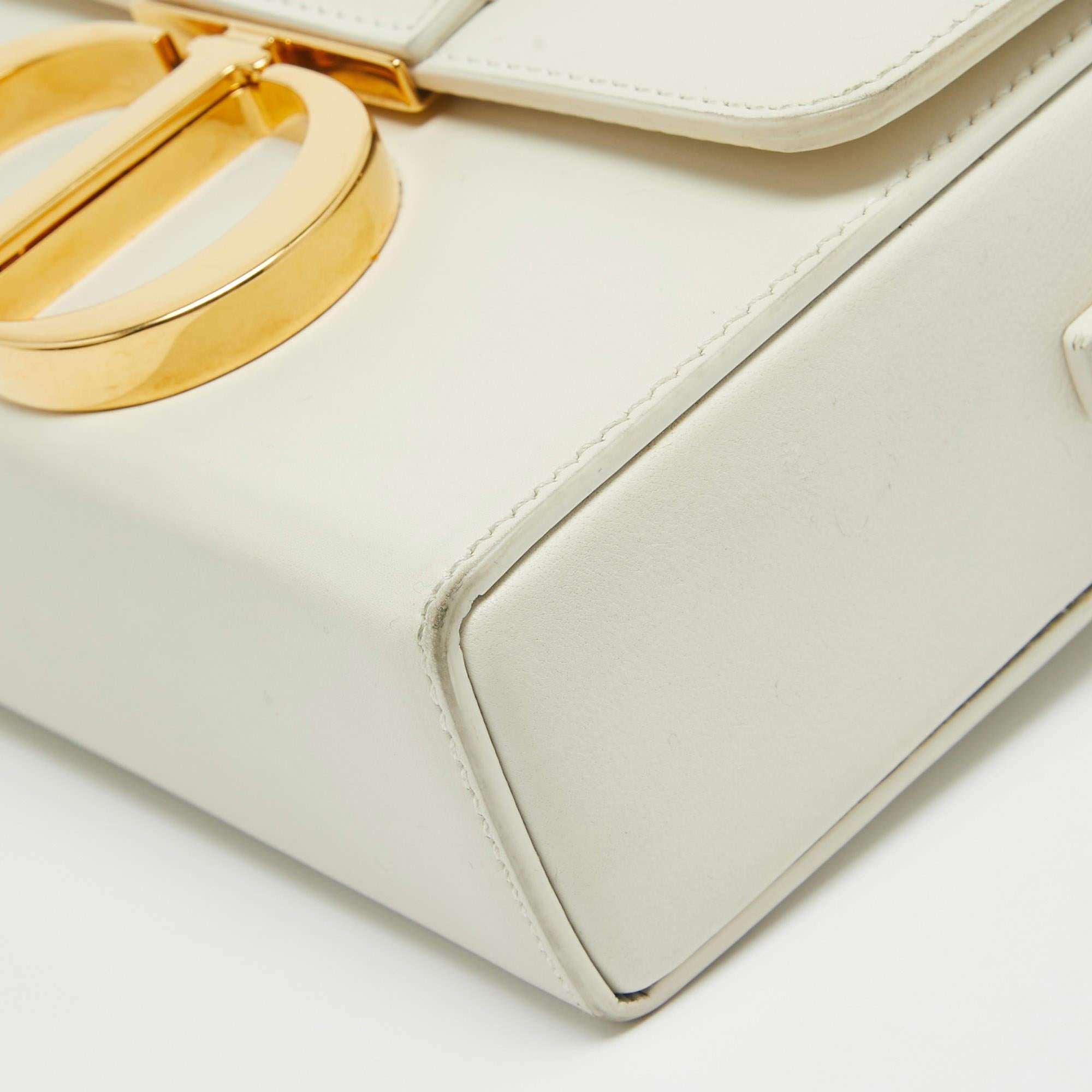 Dior 30 Montaigne Box-Tasche aus cremefarbenem weißem Leder im Angebot 4