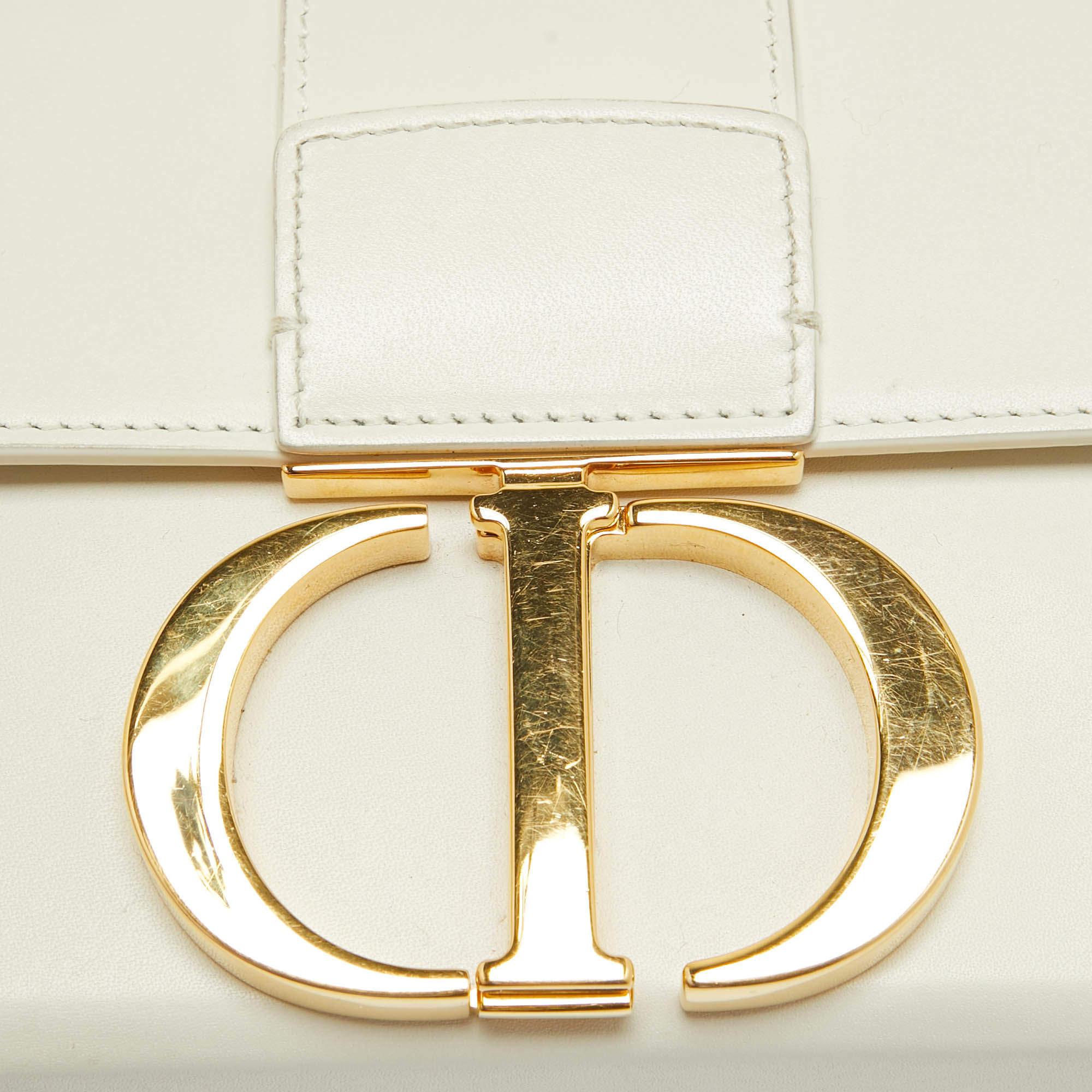 Dior 30 Montaigne Box-Tasche aus cremefarbenem weißem Leder im Angebot 5
