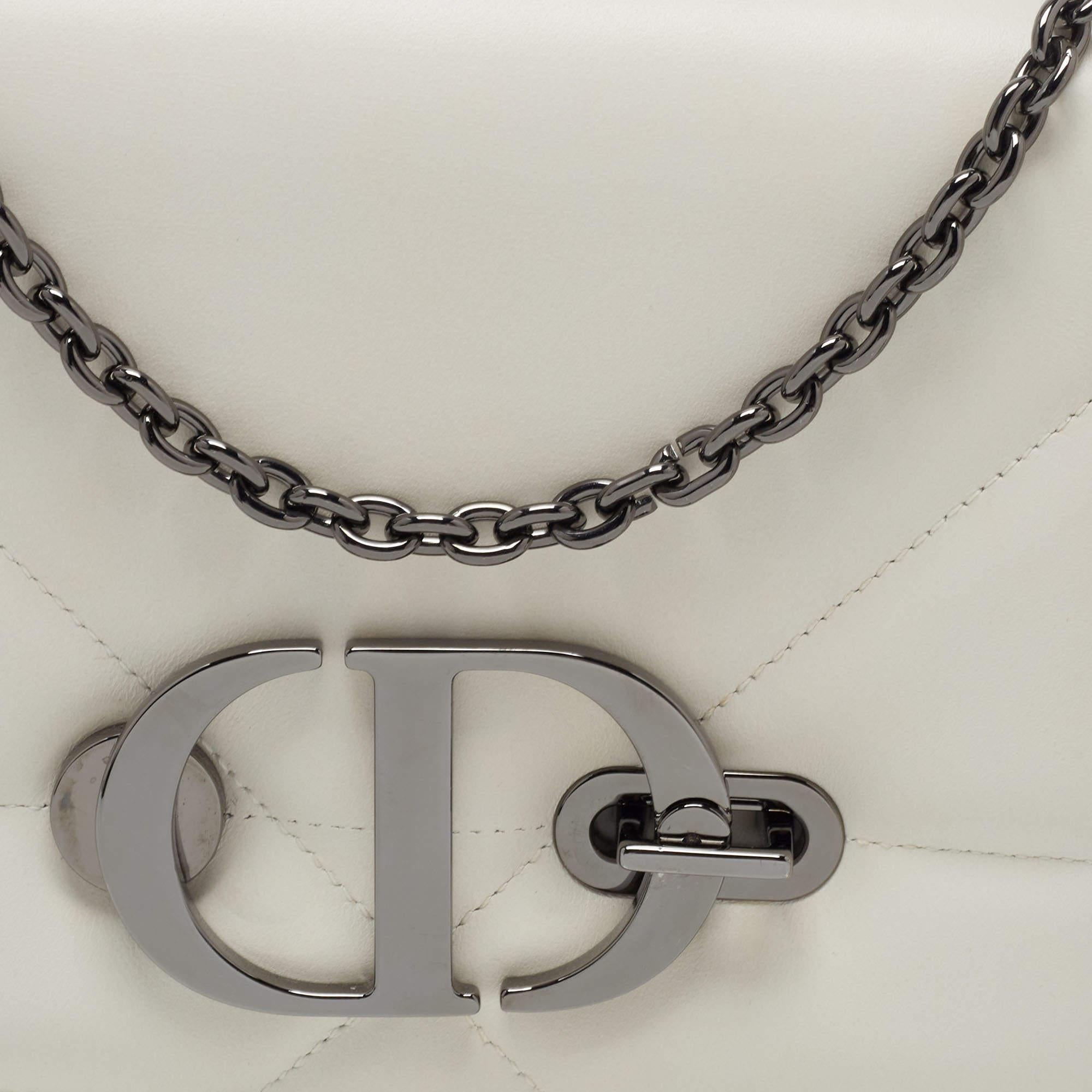 Dior Off White Leather 30 Montaigne Chain Top Handle Bag 5