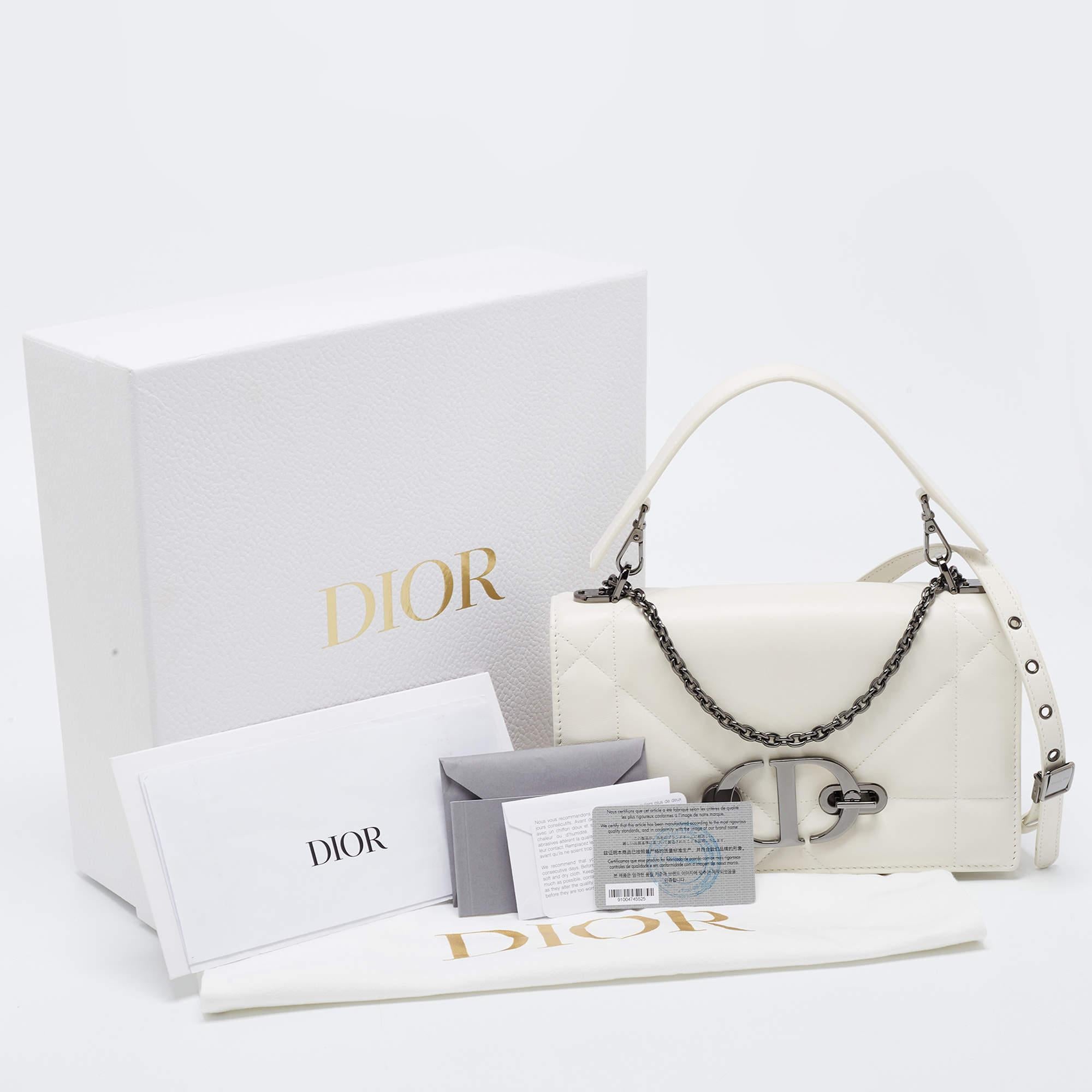 Dior Off White Leather 30 Montaigne Chain Top Handle Bag 9