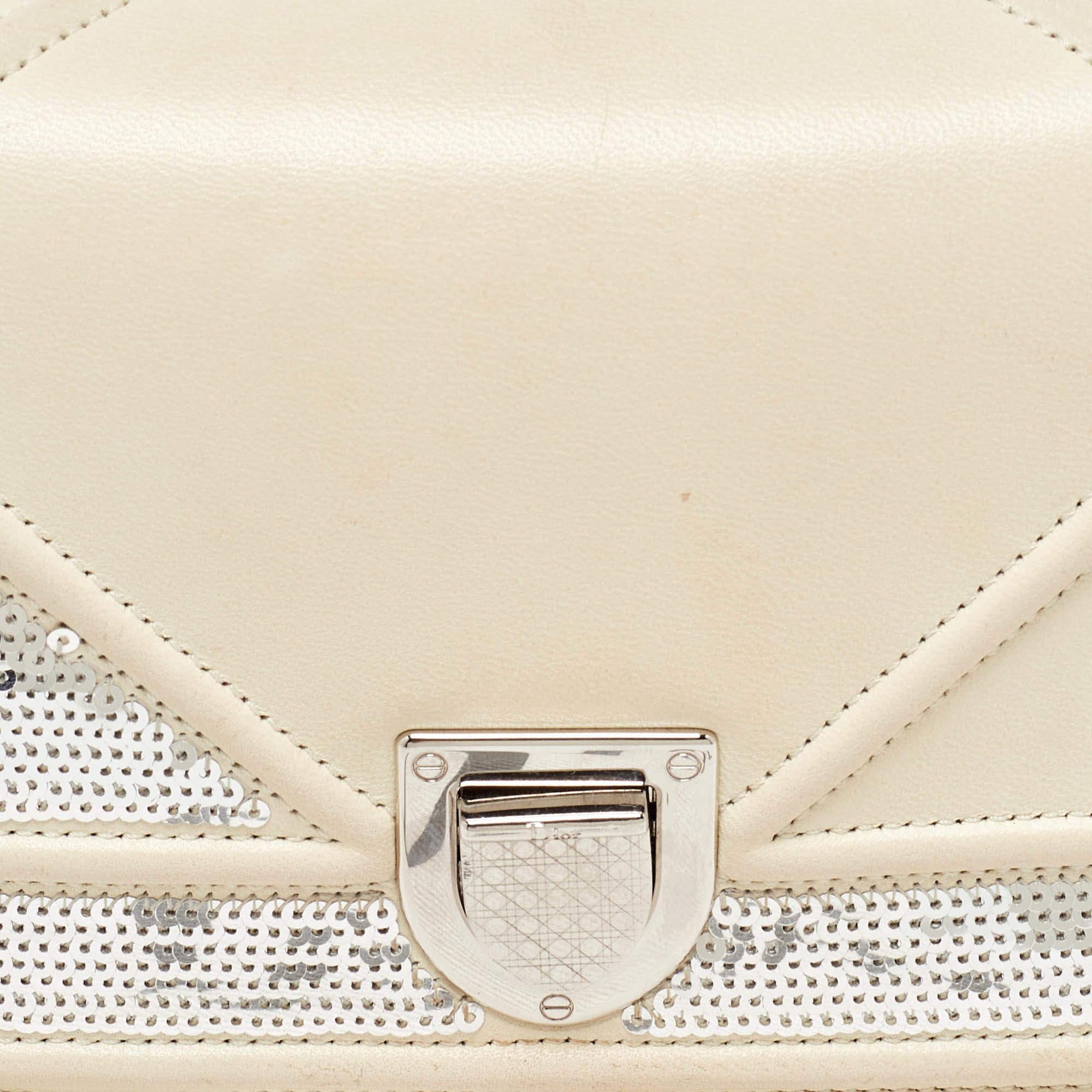 Dior Off White Leather and Sequin Mini Diorama Flap Bag 1
