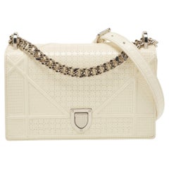 Dior Off White Micro Cannage Patent Leather Small Diorama Flap Bag