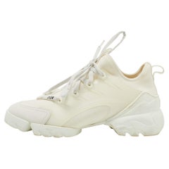 Dior Off White Neoprene and Leather D-Connect Sneakers Size 38.5