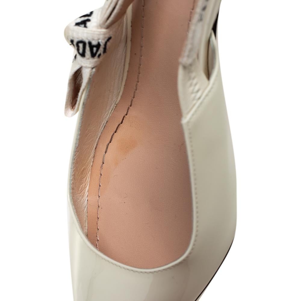Women's Dior Off-white Patent Leather J'adior Slingback Sandals Size 38