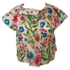 Dior Off-White, Pink, Blue & Green Silk Short Cap Sleeves w/ Shawl Collar Jacket
