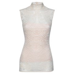 Dior Off White Silk Knit Sleeveless Top M