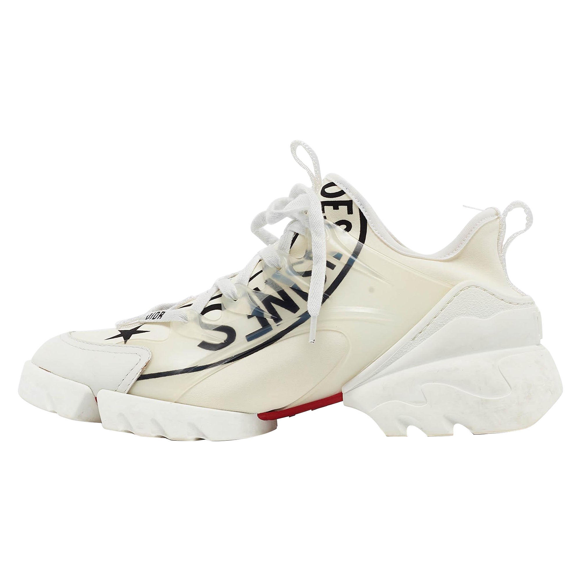Dior Off White Union Print Neoprene and Rubber D-Connect Sneakers Size 38.5