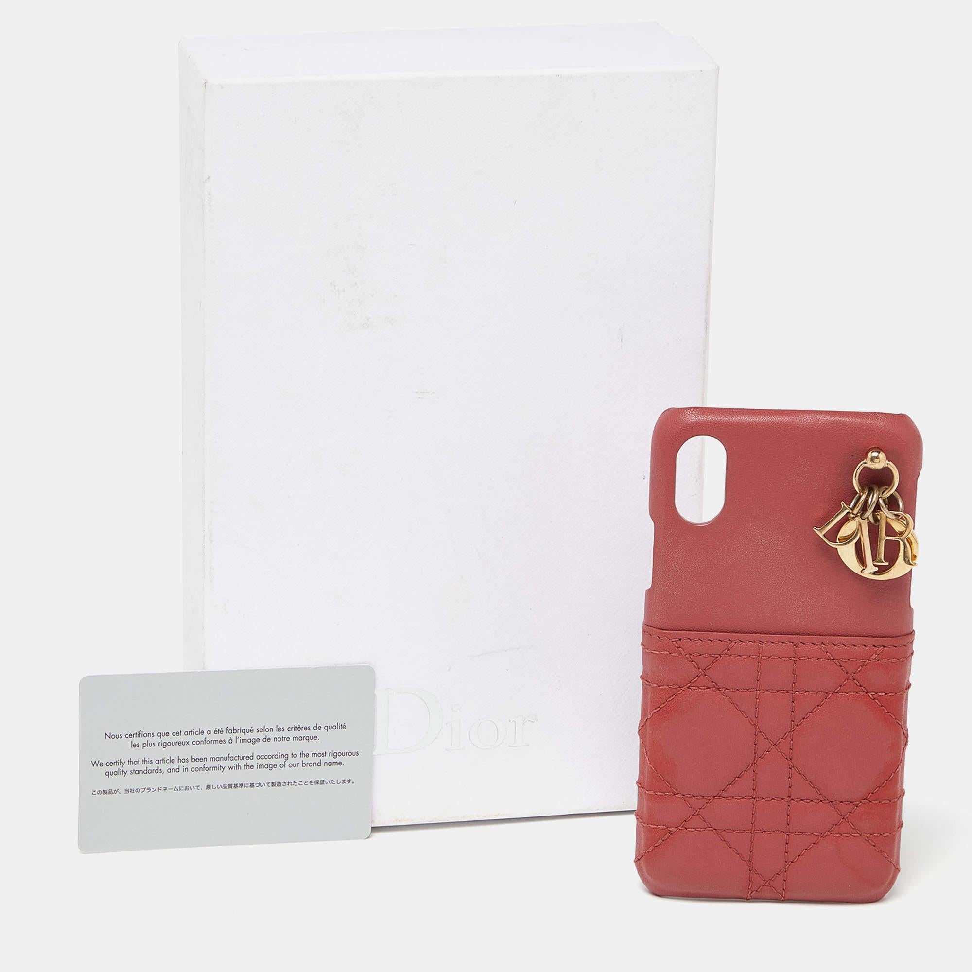 Dior Old Rose Cannage Leather Lady Dior iPhone X/XS Case For Sale 2