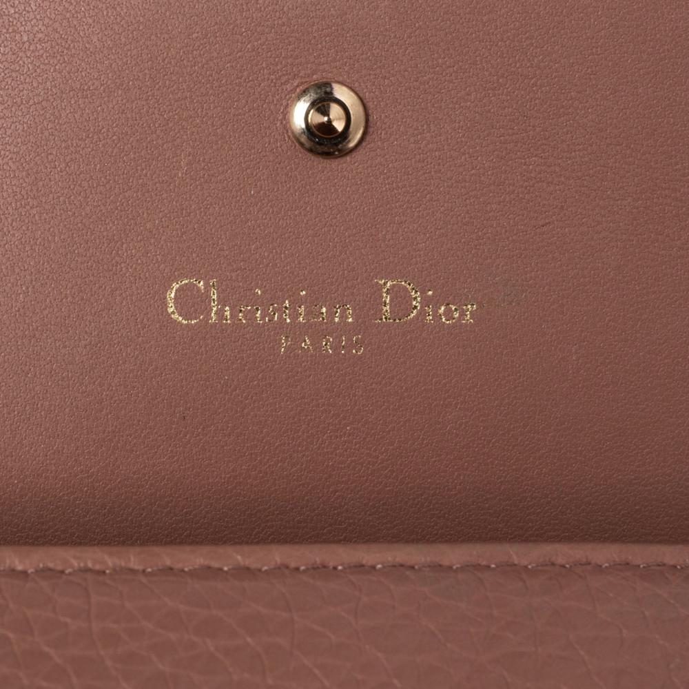 Dior Old Rose Leather Diorama Trifold Wallet 6