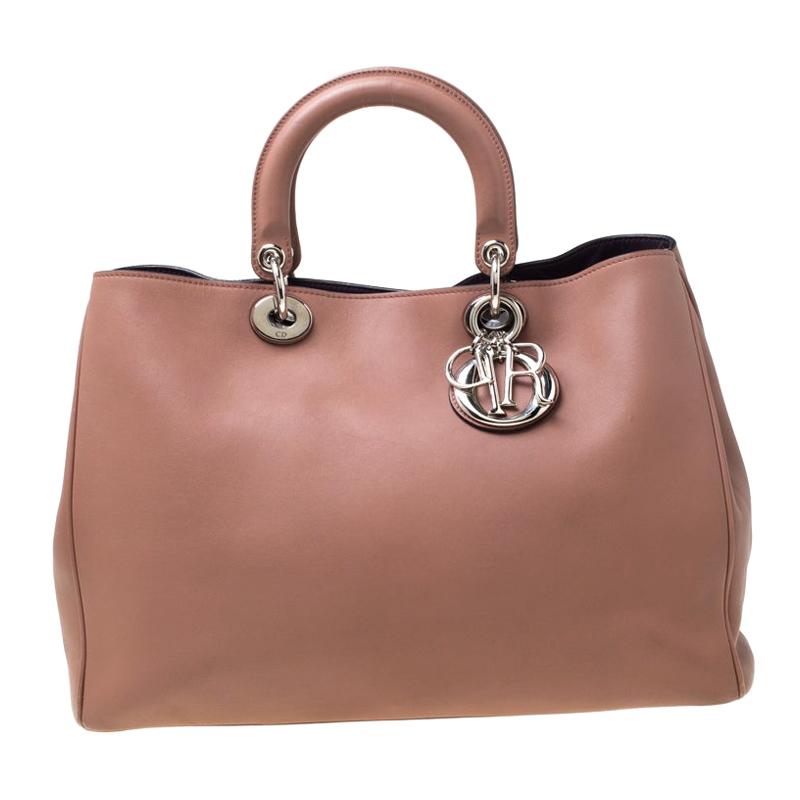 Dior Old Rose Leather Large Diorissimo Shopper Tote