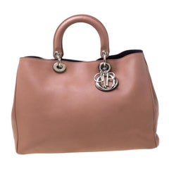 Dior Old Rose Leather Large Diorissimo Shopper Tote