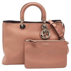 Dior Old Rose Leather Large Diorissimo Shopper Tote