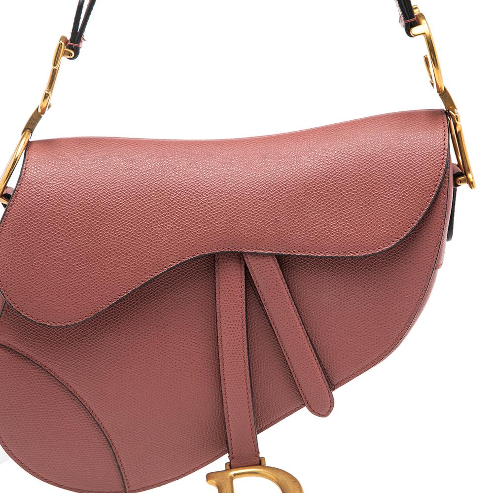 Dior Old Rose Leather Saddle Shoulder Bag 3