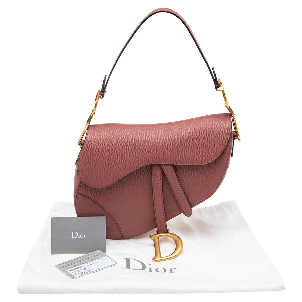 Dior Old Rose Leather Saddle Shoulder Bag 4