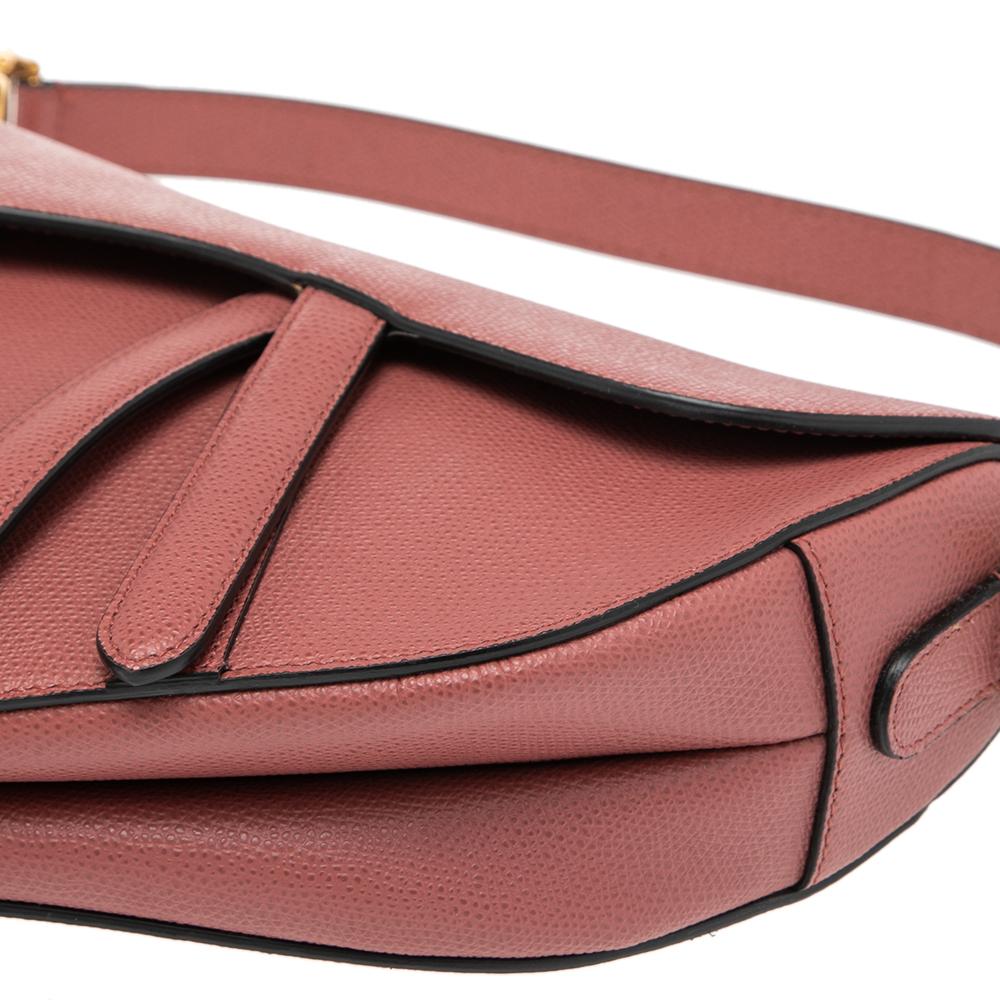 Women's Dior Old Rose Leather Saddle Shoulder Bag