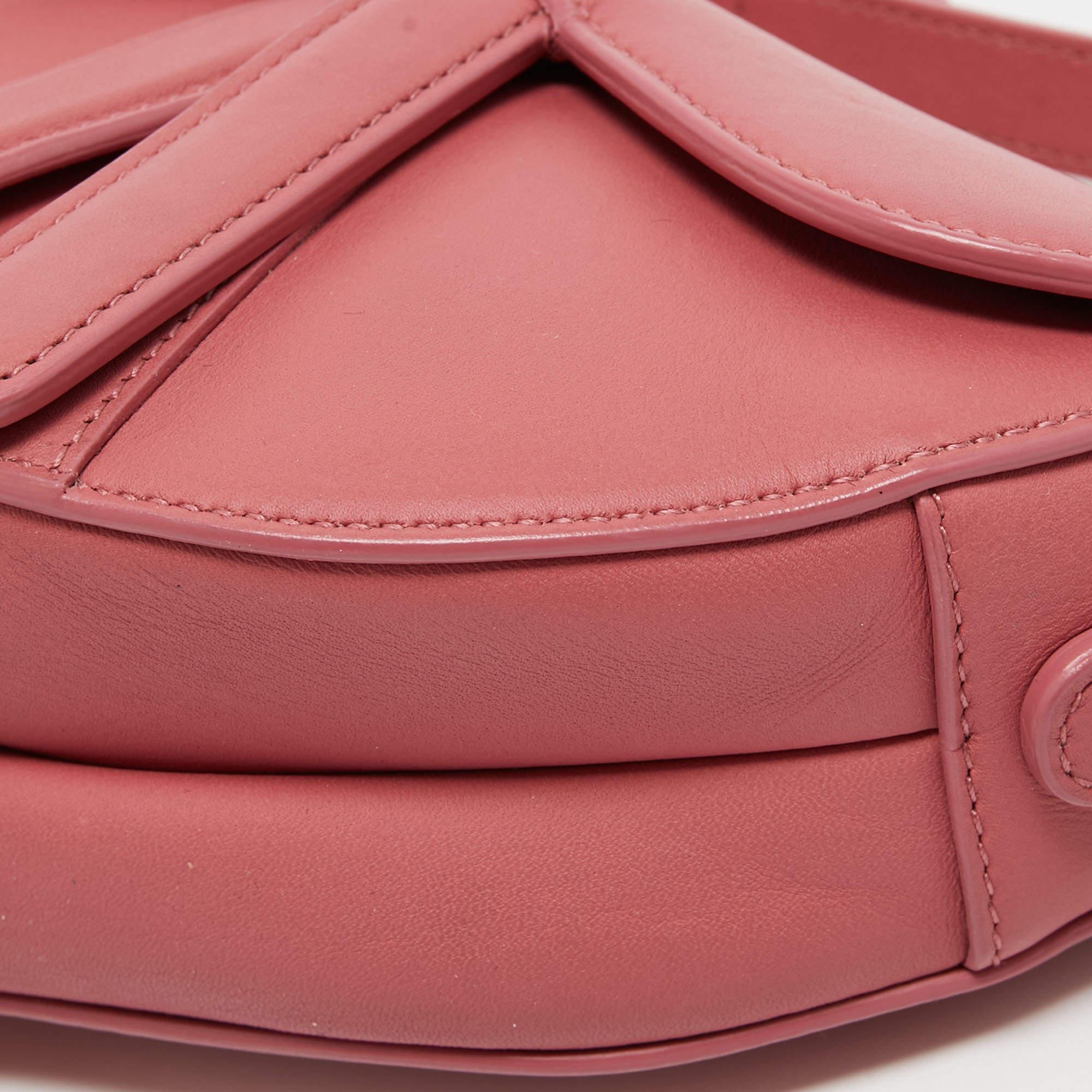 Dior Old Rose Mini Leather Saddle Bag 7