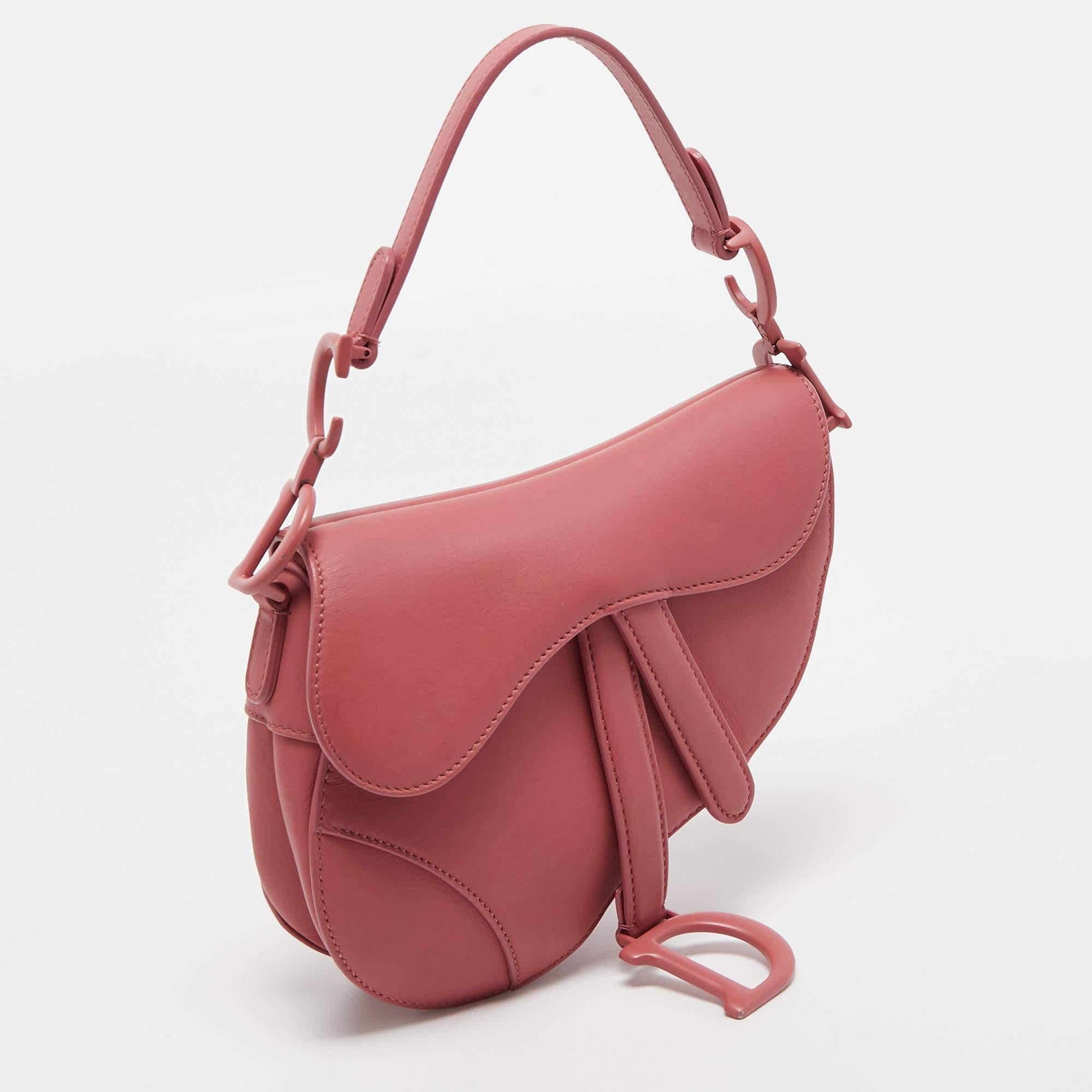 Women's Dior Old Rose Mini Leather Saddle Bag