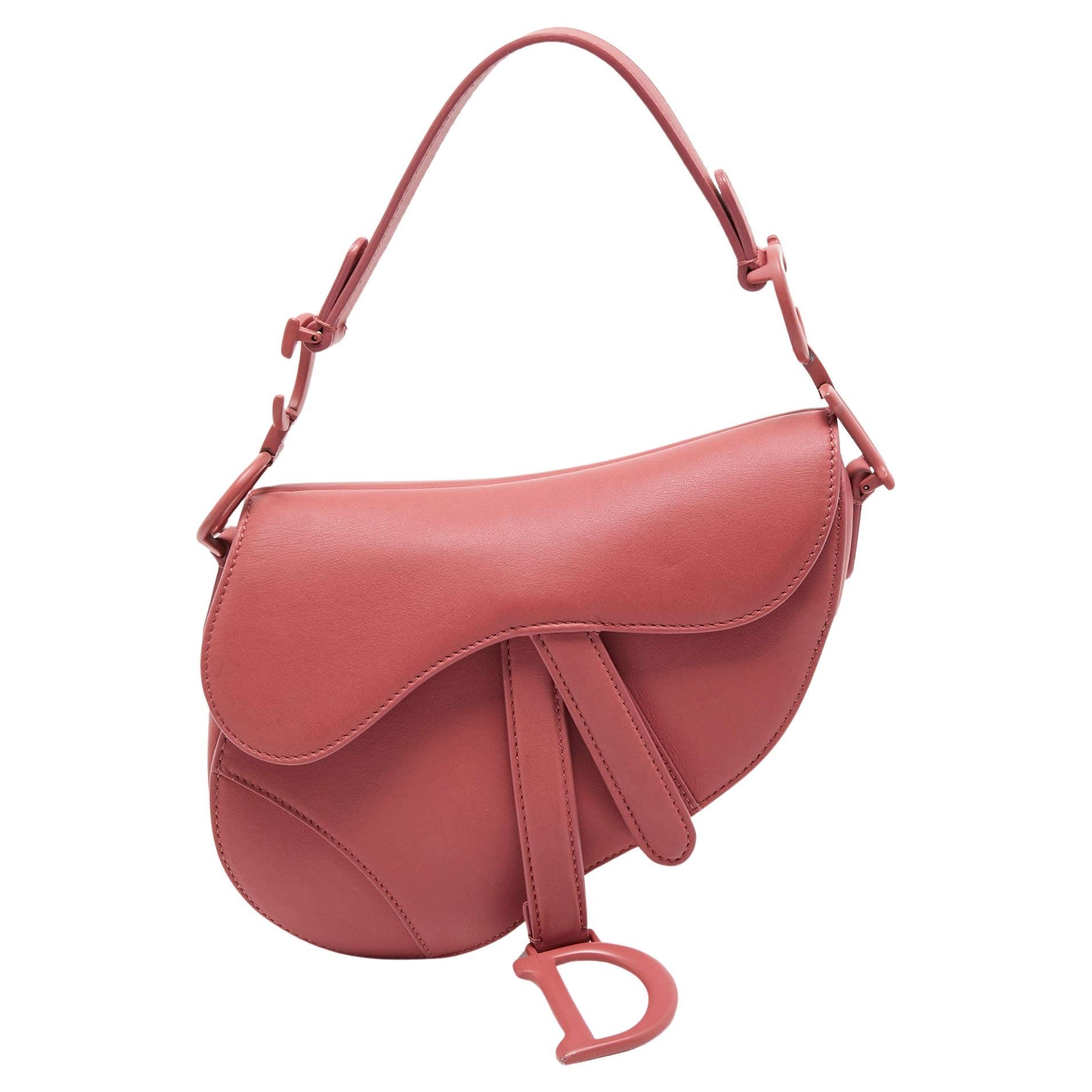 Dior Old Rose Mini Leather Saddle Bag
